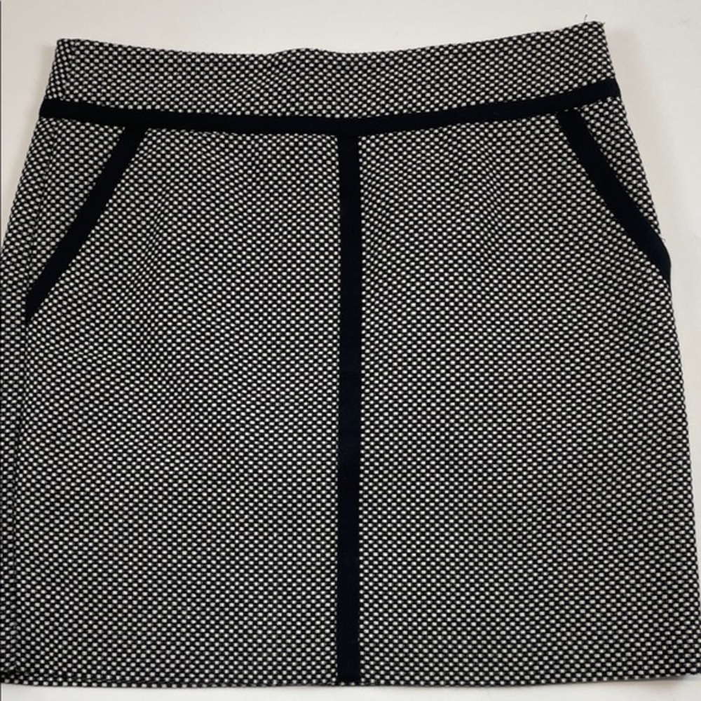 LOFT Black White Tweed Pencil Skirt Contrast Trim Classic Womens Sz 6